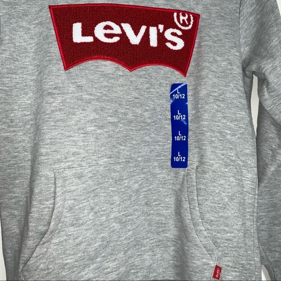 LEVI’S Hooded Gray Sweatshirt Youth Large - Picture 2 of 3